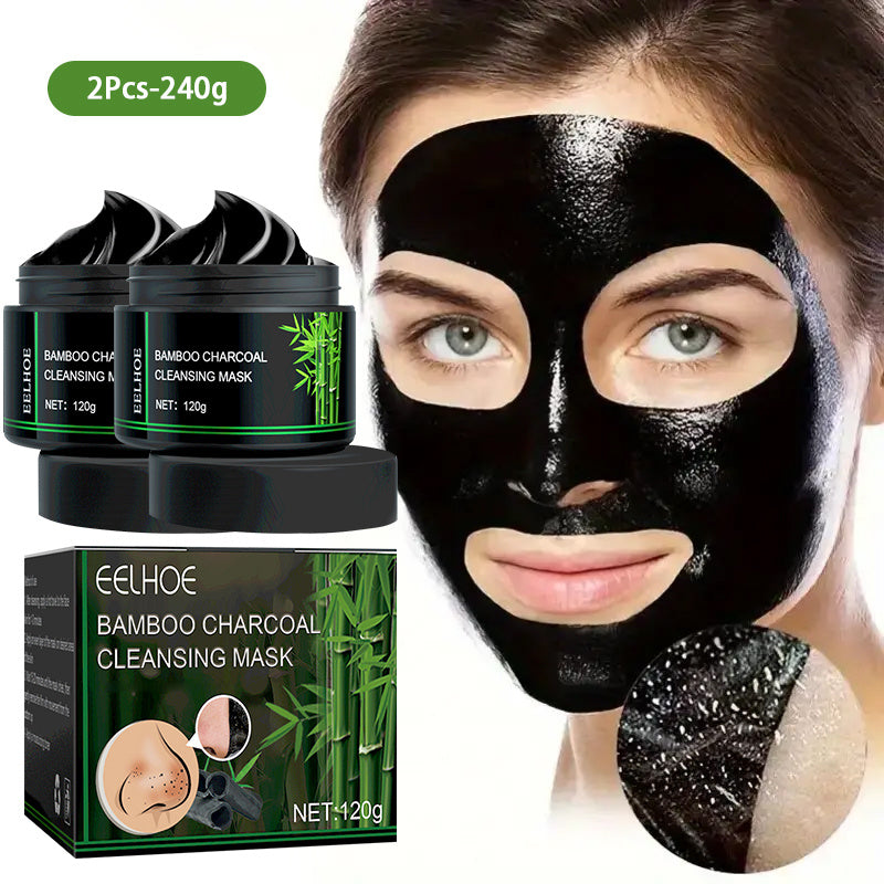 2pcs, 120g/ 4.23oz, Unisex Adult Bamboo Charcoal Facial Cleansing Mask, Contains Bamboo Charcoal, Aloe Vera, Alcohol-Free, Moisturizing - Suitable for All Skin Types